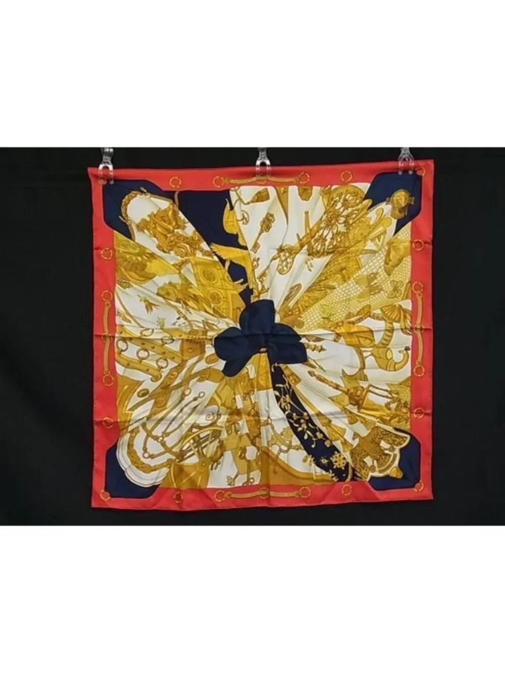 Hermes Soleil de Soie Carre 90 Silk Scarf Shawl Red Multicolor - Picture 2 of 6